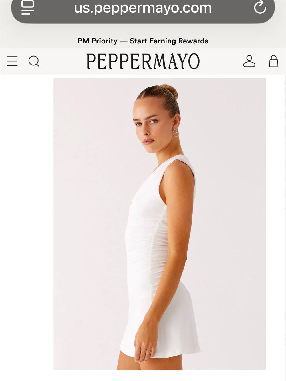 Peppermayo White Sleeveless Ruched Bodycon Mini Dress - Picture 1 of 7